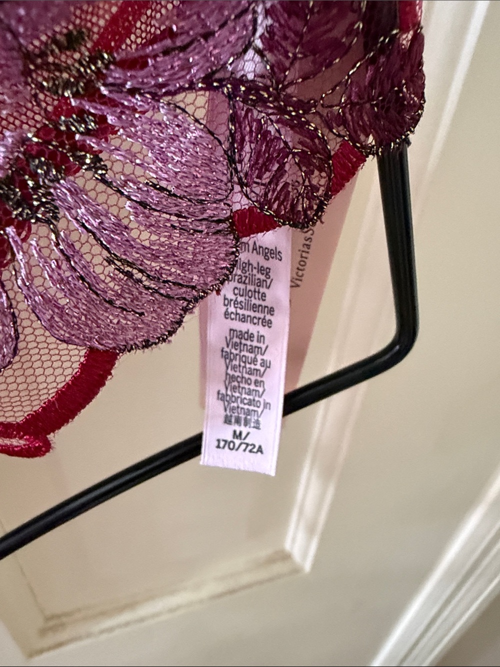 Victoria's Secret Red & Lavender Floral Embroidered Corset Set - Picture 3 of 8